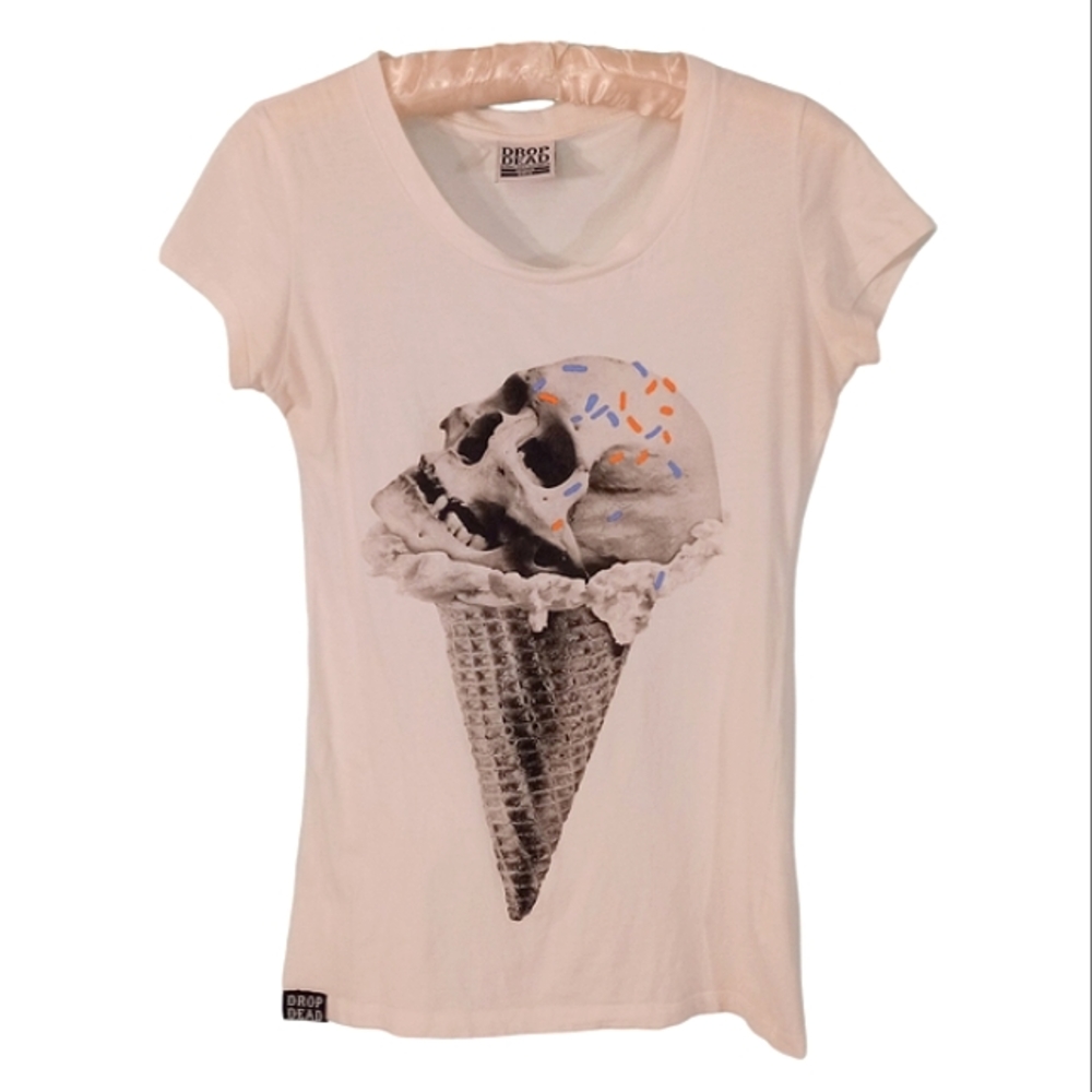 Drop Dead Graphic Skull Ice Cream Tee Shirt | US M